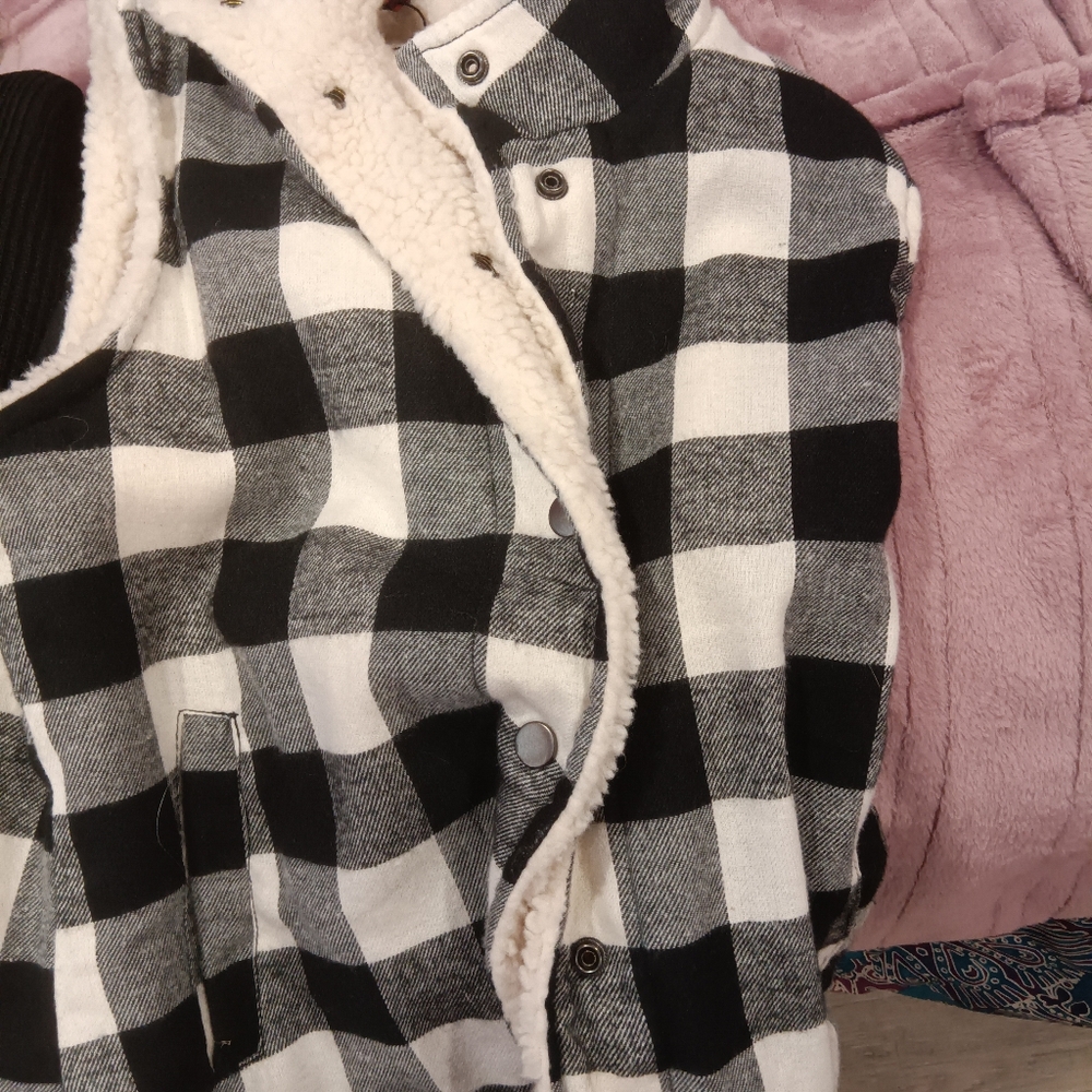 Black and white plaid vest